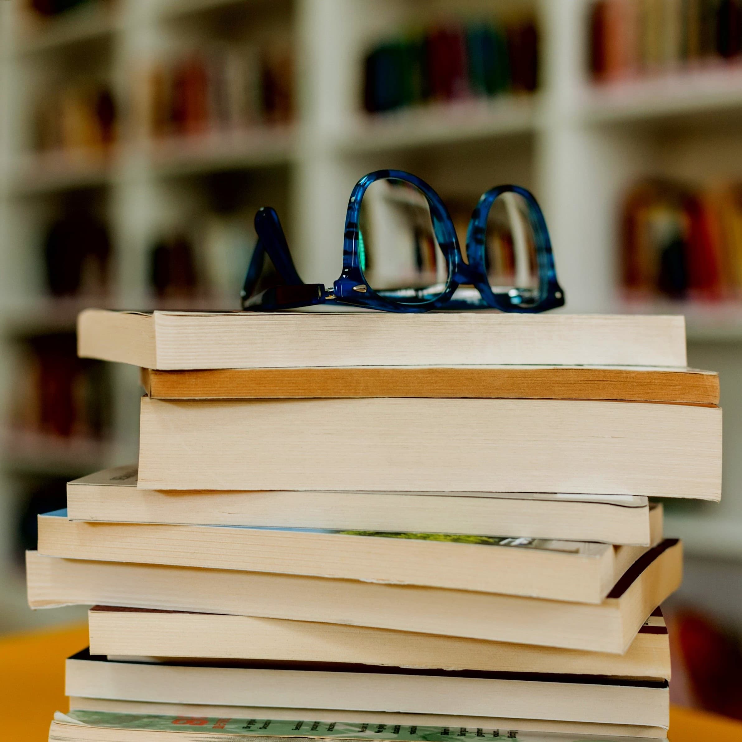 Library books stock image for technical reports card